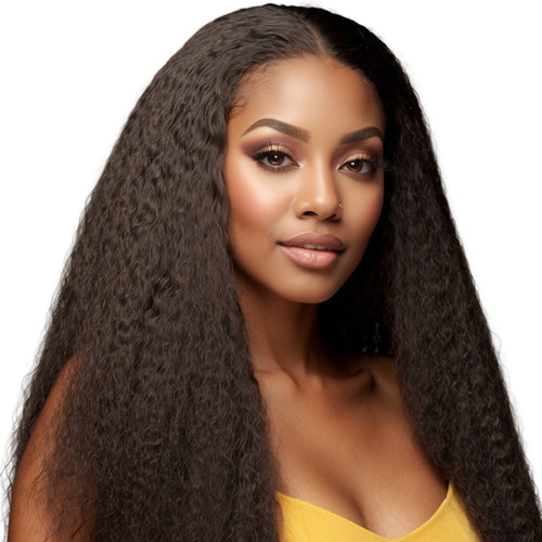 Kinky Straight Transparent Closure Wig